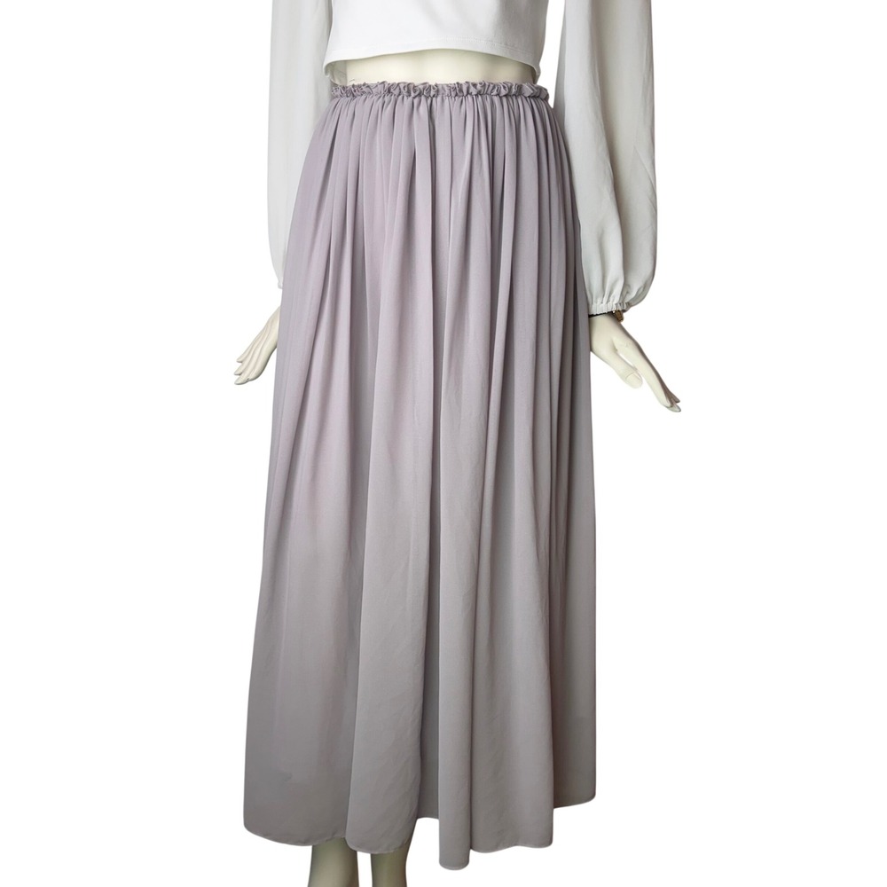 ebase princess Chiffon Maxi Skirt Ruffle Waist Lavender Grey Balletcore Boho S